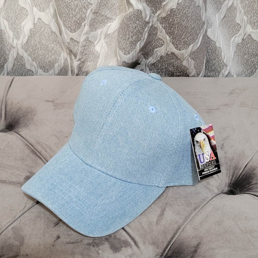 Denim Baseball Cap | Classic Adjustable Hat | Light Blue